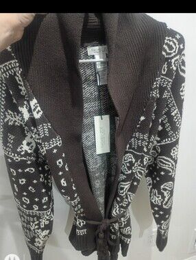 Rachel Zoe | Sweaters | Rachel Zoe Brown White Bandana Print Cardigan ...